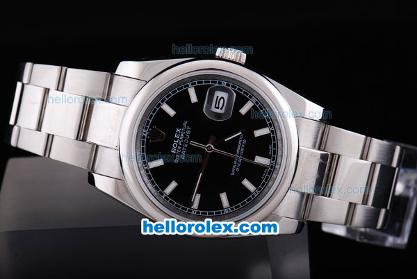 Rolex Datejust Automatic with Black Dial-White Marking and White Bezel - Click Image to Close